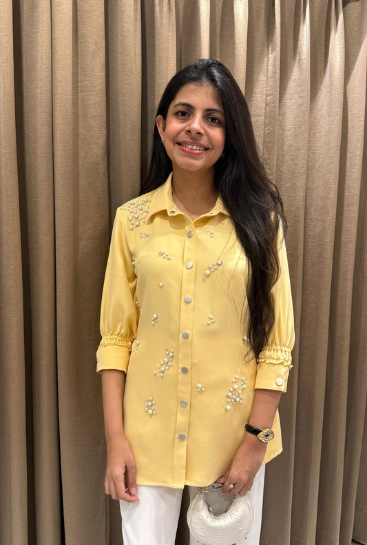 Yellow Lycra Pearl Shirt