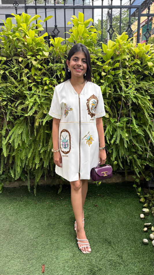 White Bugs In Frame Dress