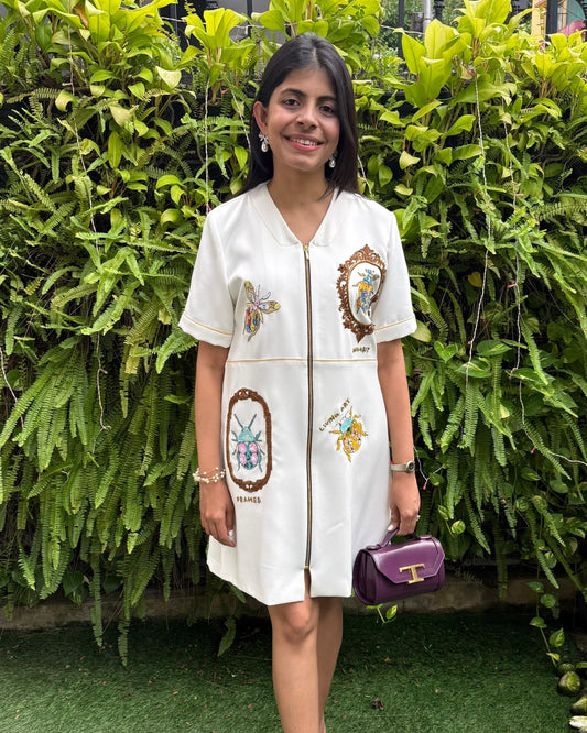 White Bugs In Frame Dress