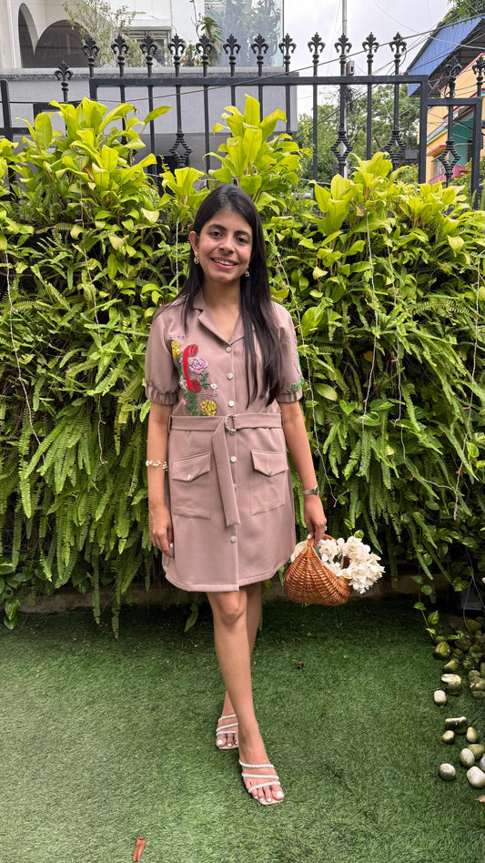 Ecru Receiver And Roses Dress