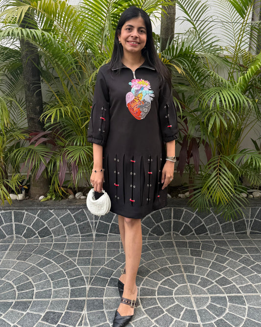 Black Techno Heart Dress