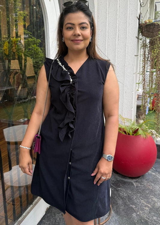 Dark Blue Frill Dress