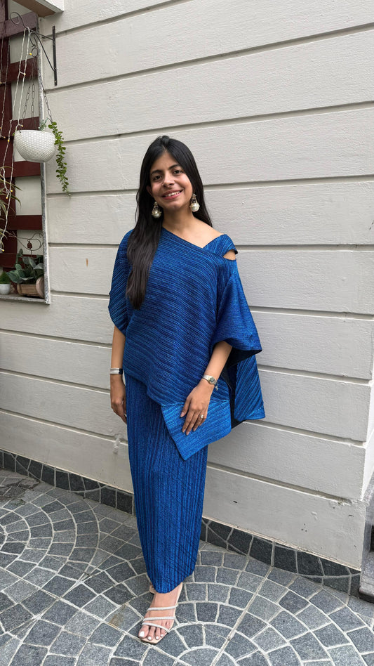 Electric Blue Pleated Dress