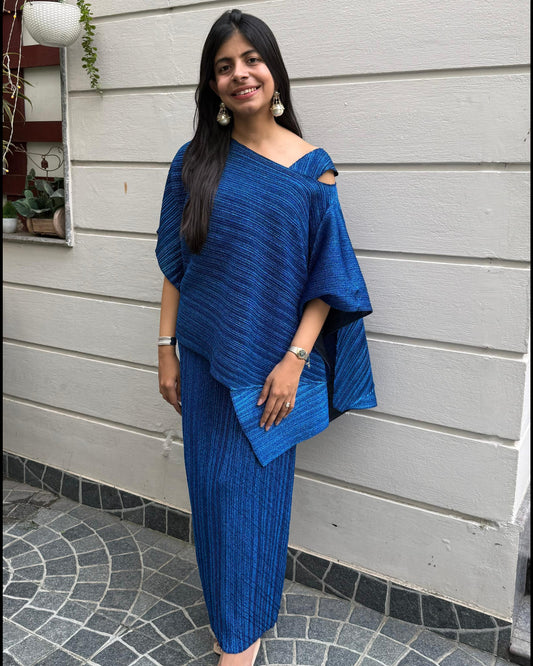 Electric Blue Pleated Dress