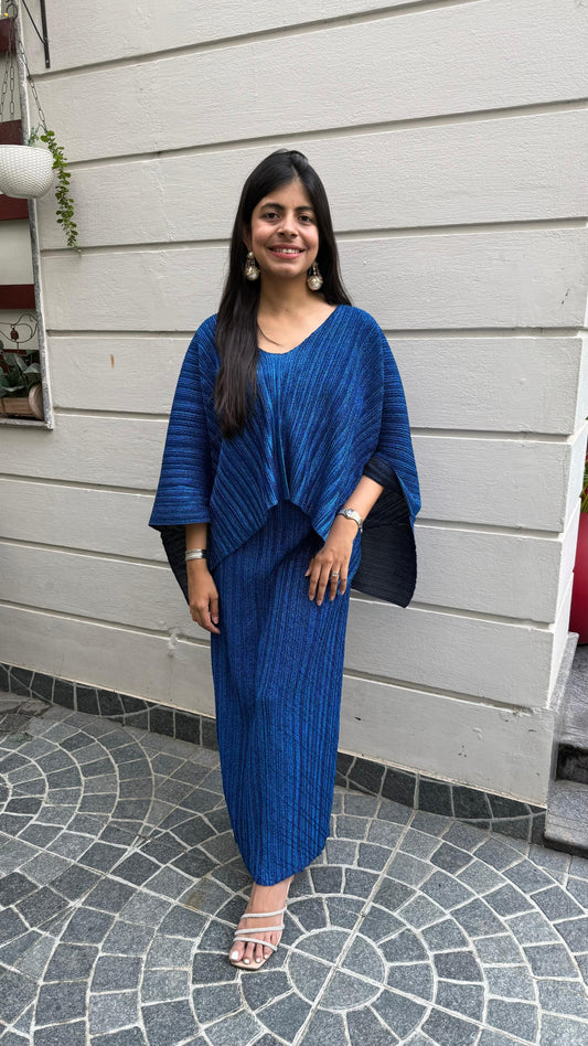 Electric Blue Pleated Dress