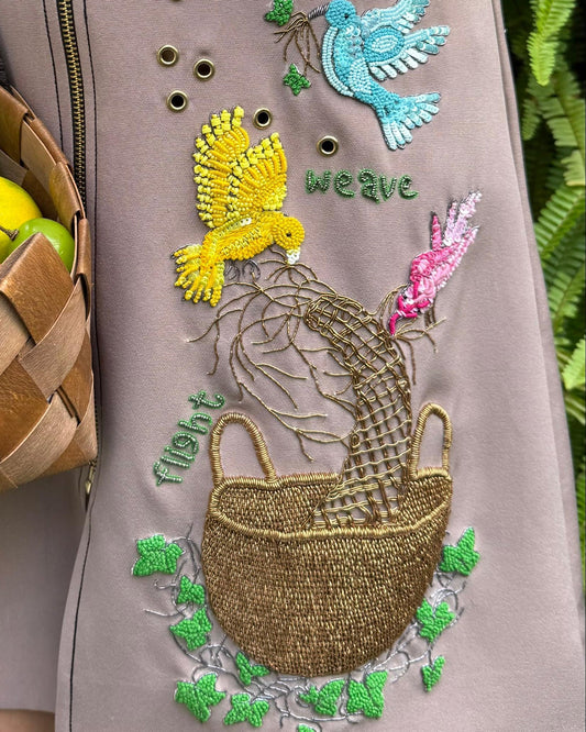 Ecru Birds And Basket Dress