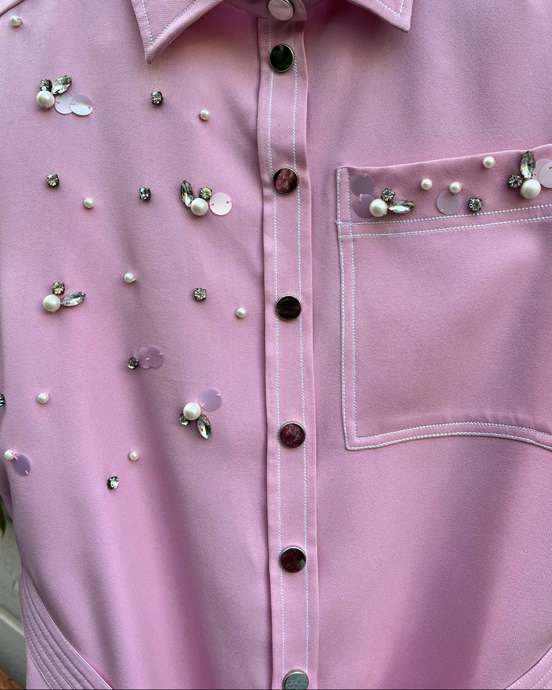 Pink Pearl And Sequins Coord Set