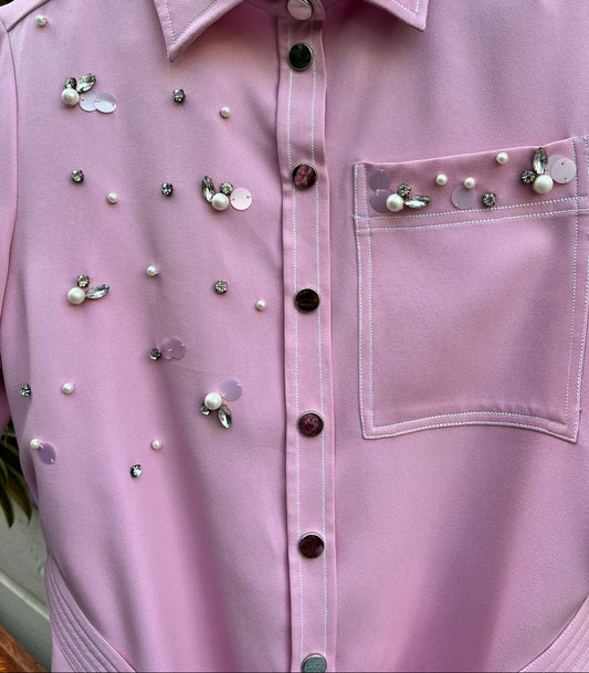 Pink Pearl And Sequins Coord Set