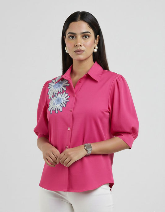 Hot Pink Sequins Shirt