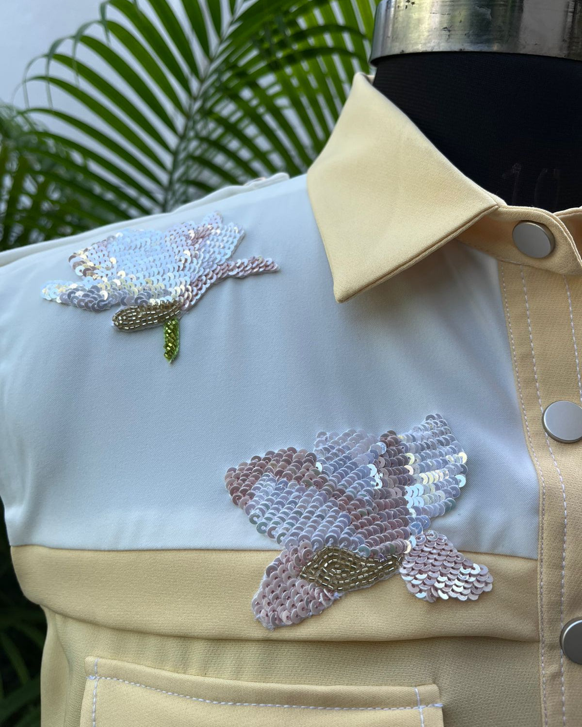 Yellow White High Low Dress