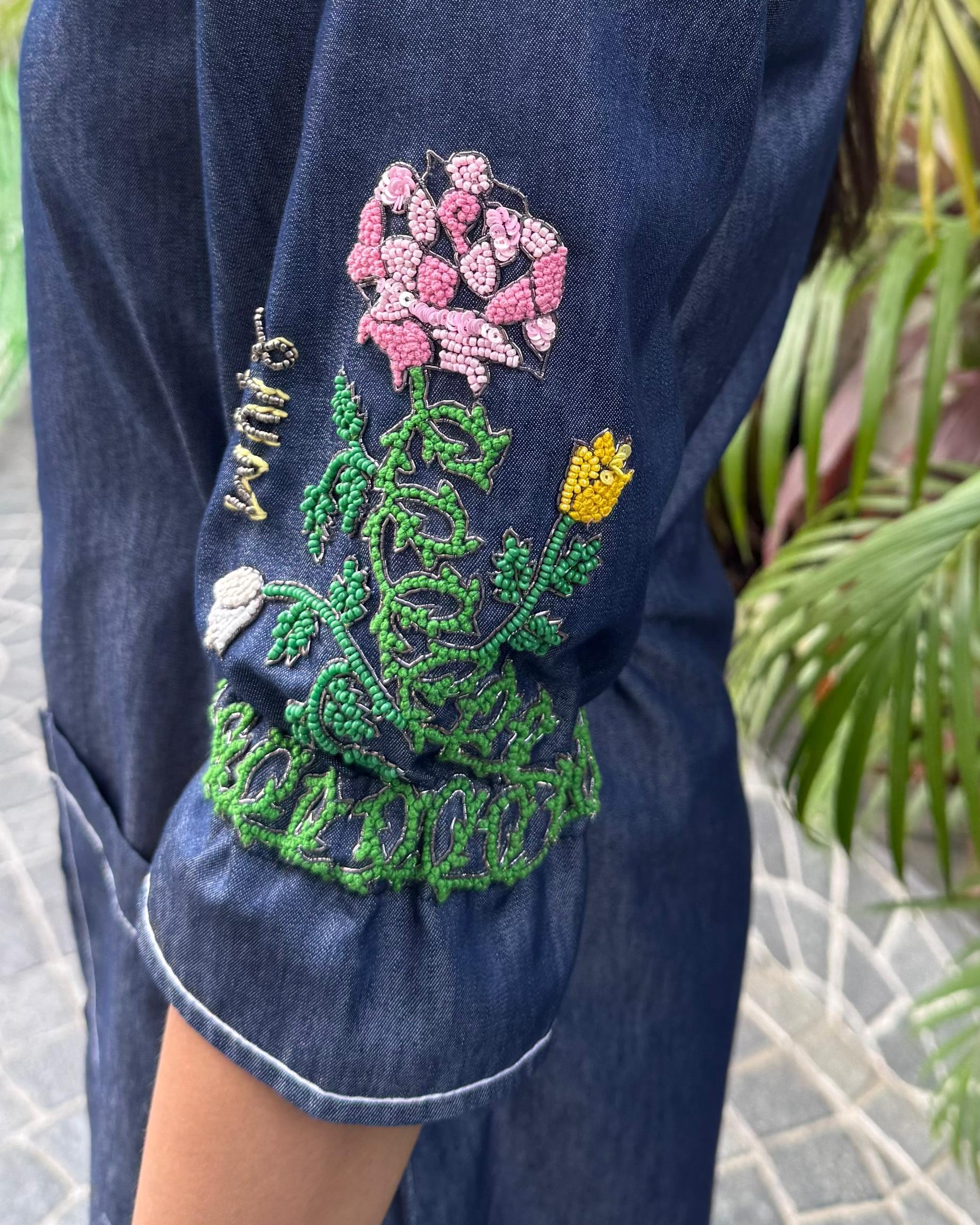 Denim Receiver And Roses Dress