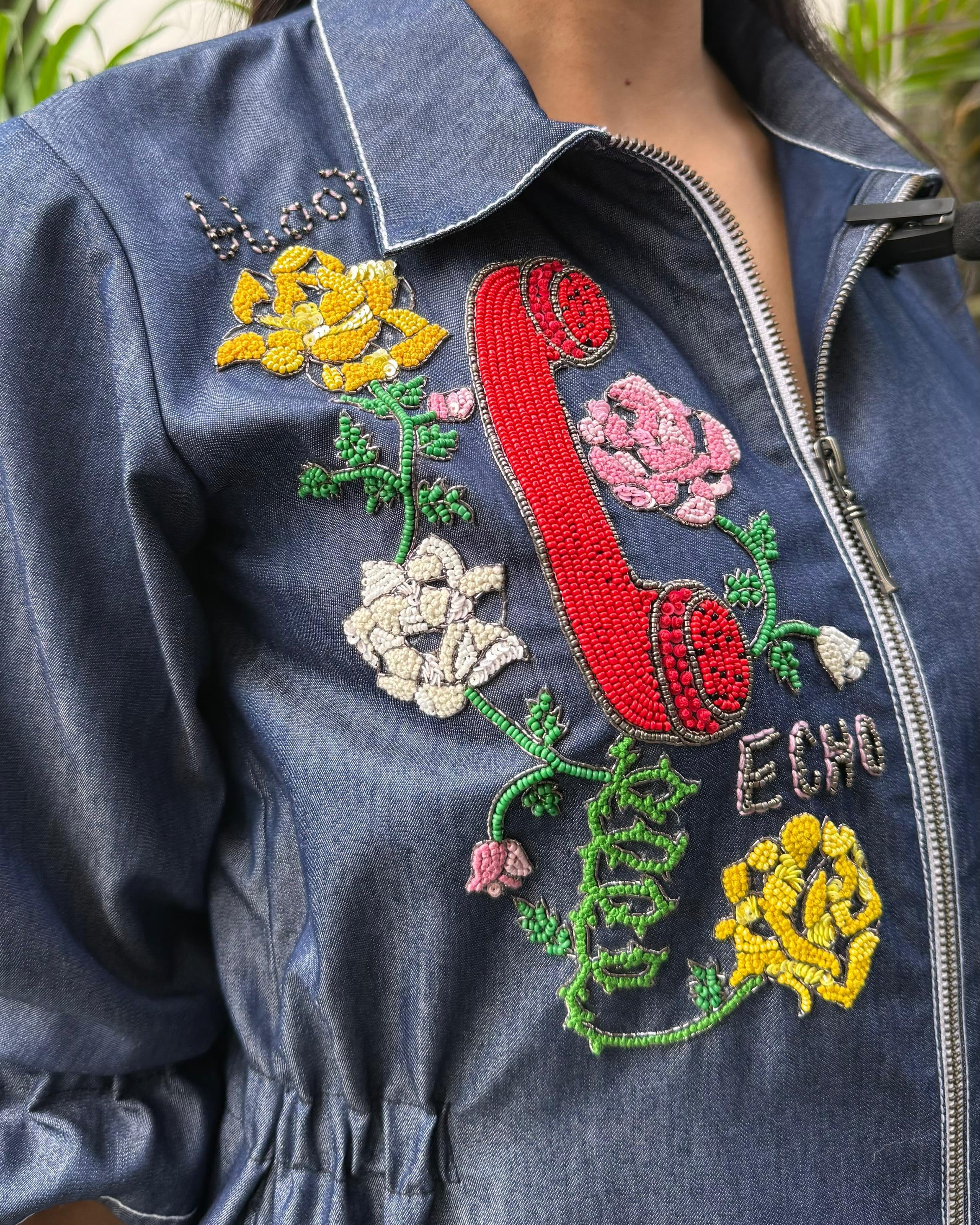 Denim Receiver And Roses Dress
