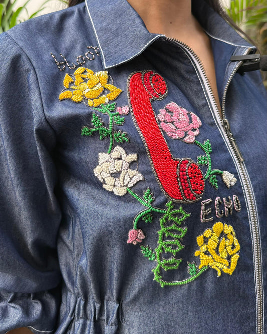 Denim Receiver And Roses Dress