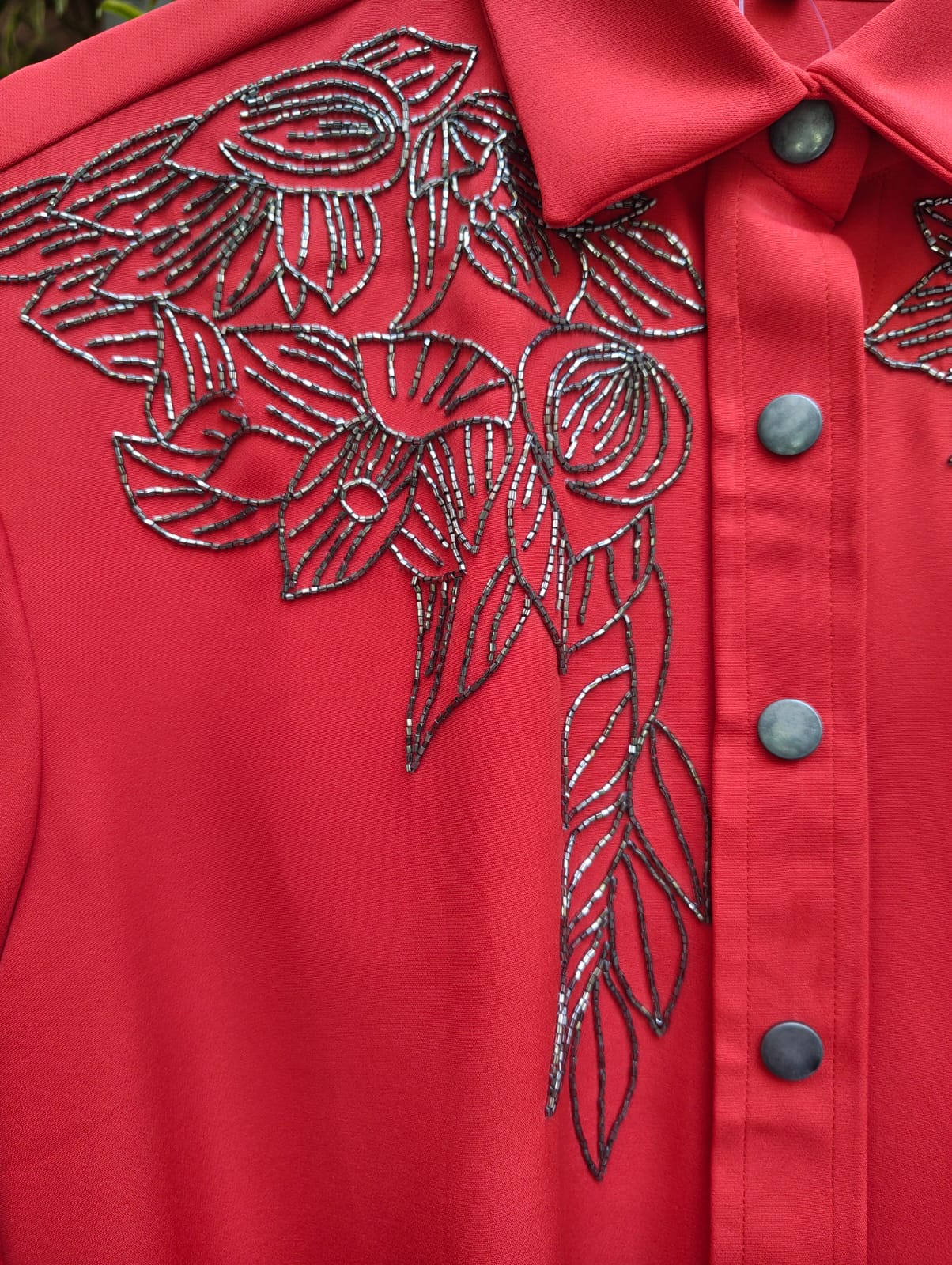 Red Lycra Belted Dress