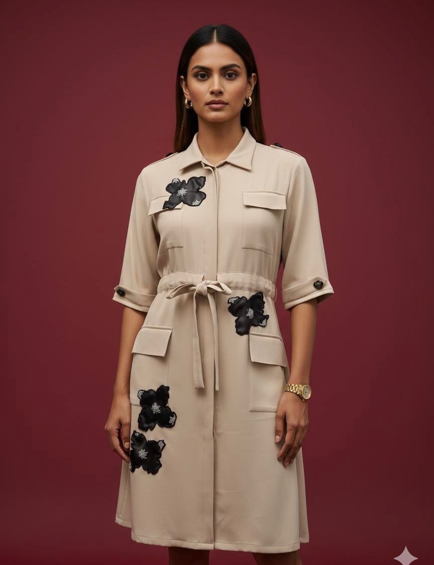 Beige  Authority Dress