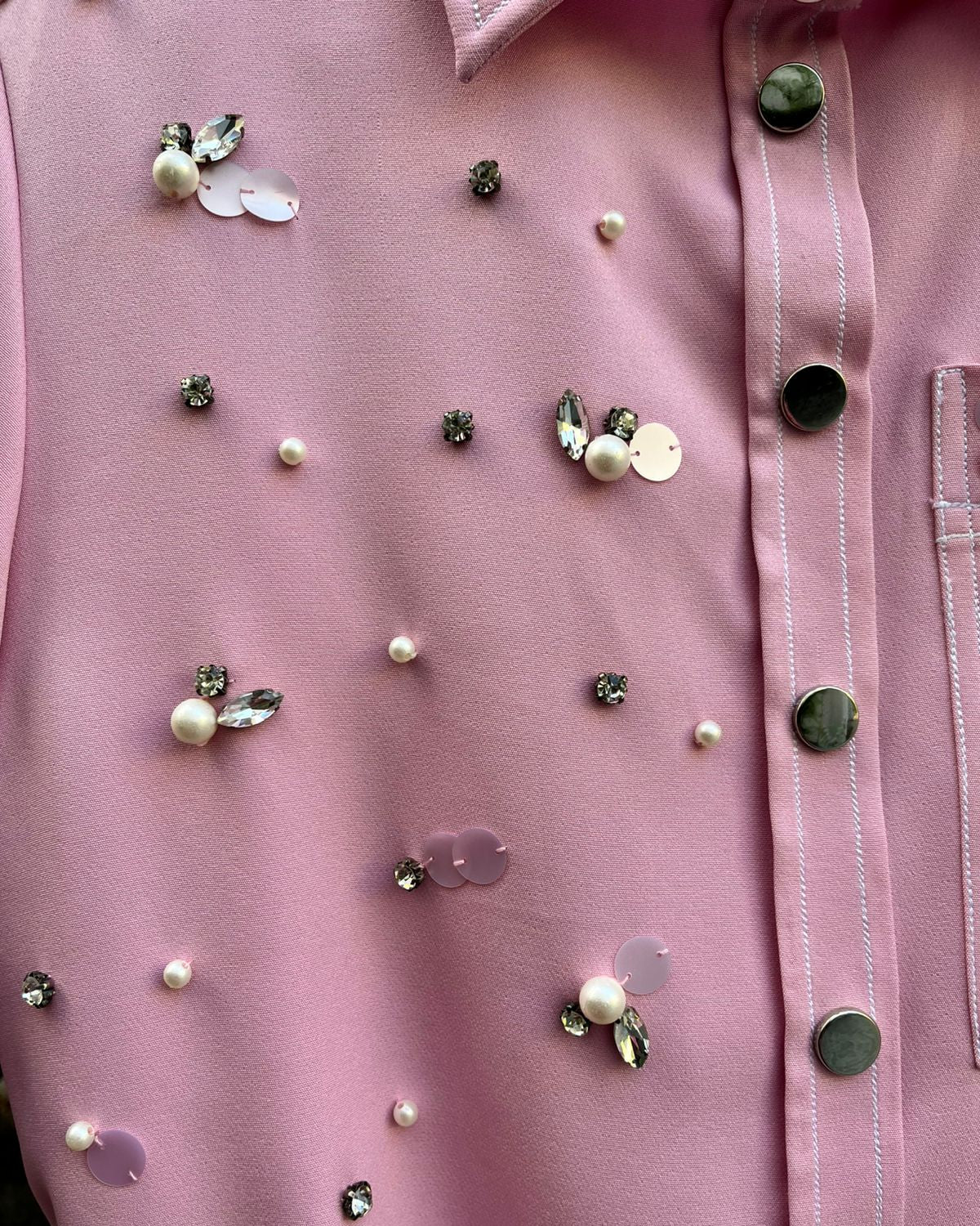 Pink Pearl And Sequins Coord Set