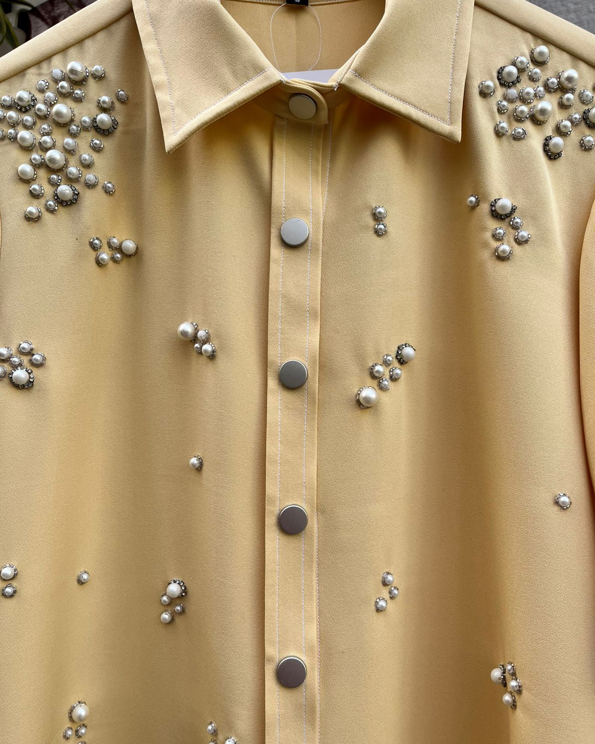 Yellow Lycra Pearl Shirt