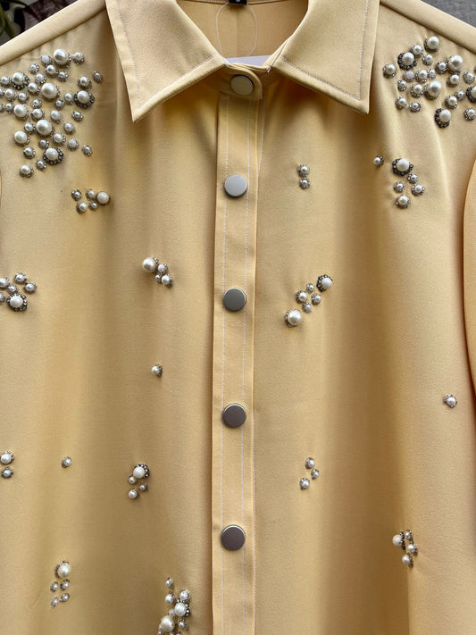 Yellow Lycra Pearl Shirt