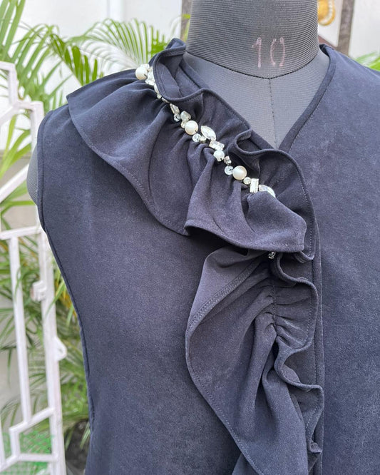 Dark Blue Frill Dress