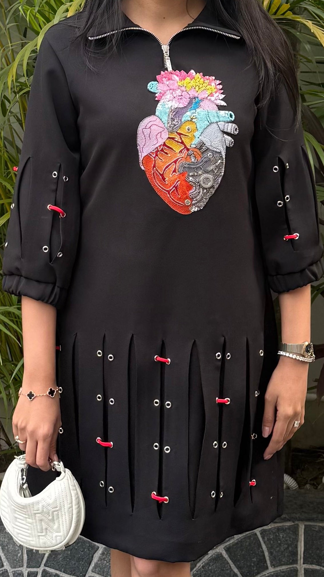 Black Techno Heart Dress