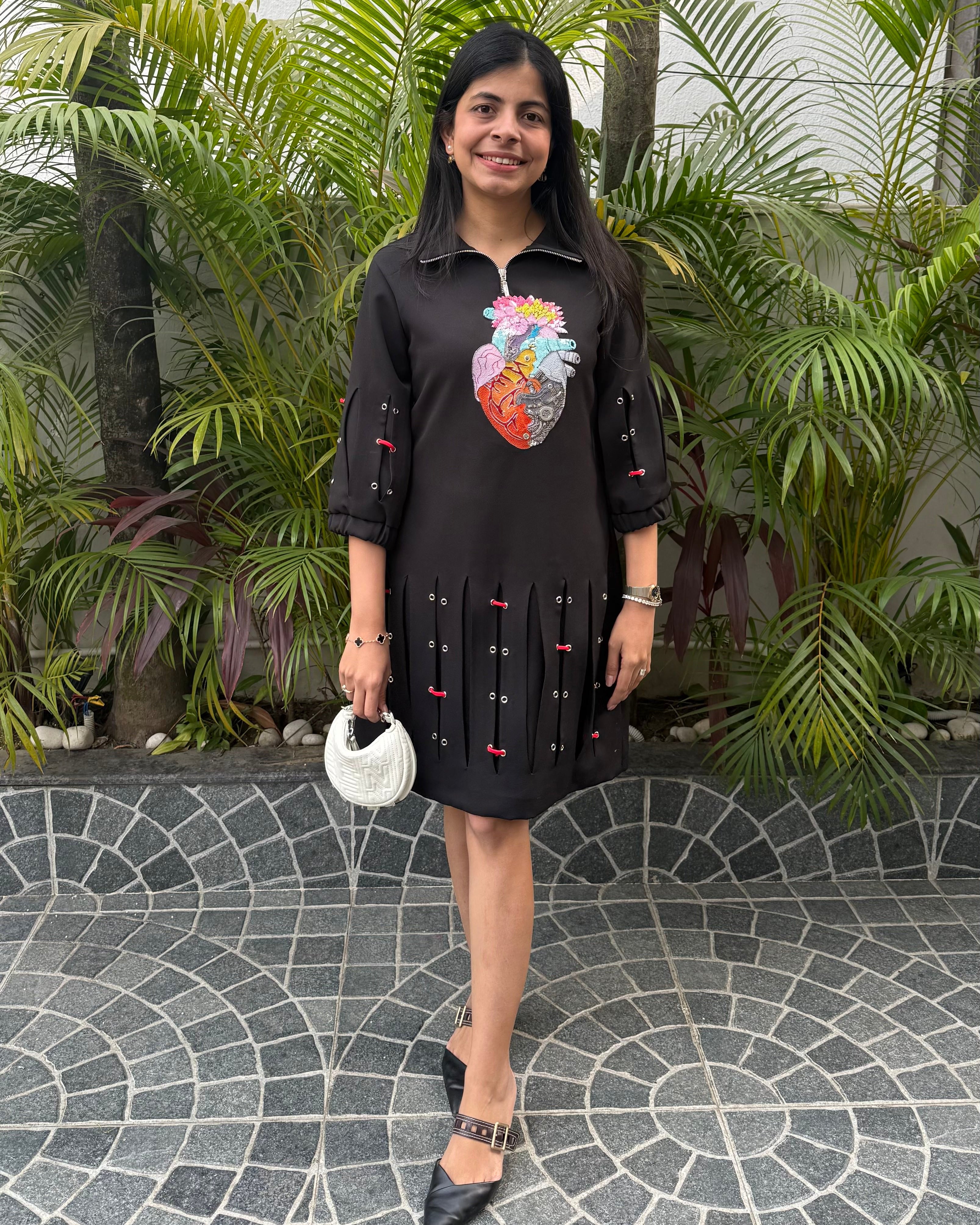 Black Techno Heart Dress
