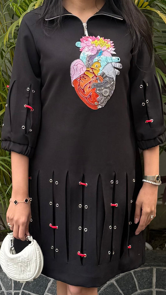 Black Techno Heart Dress