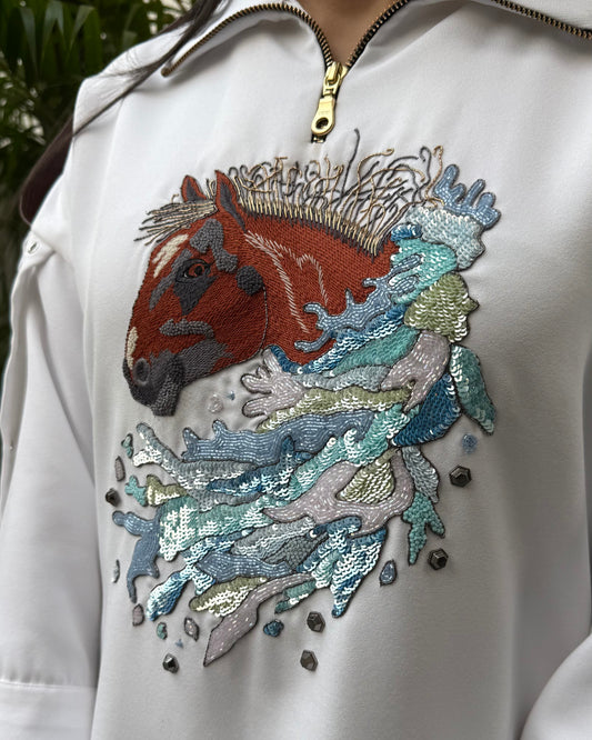 White Aqua Mane Dress