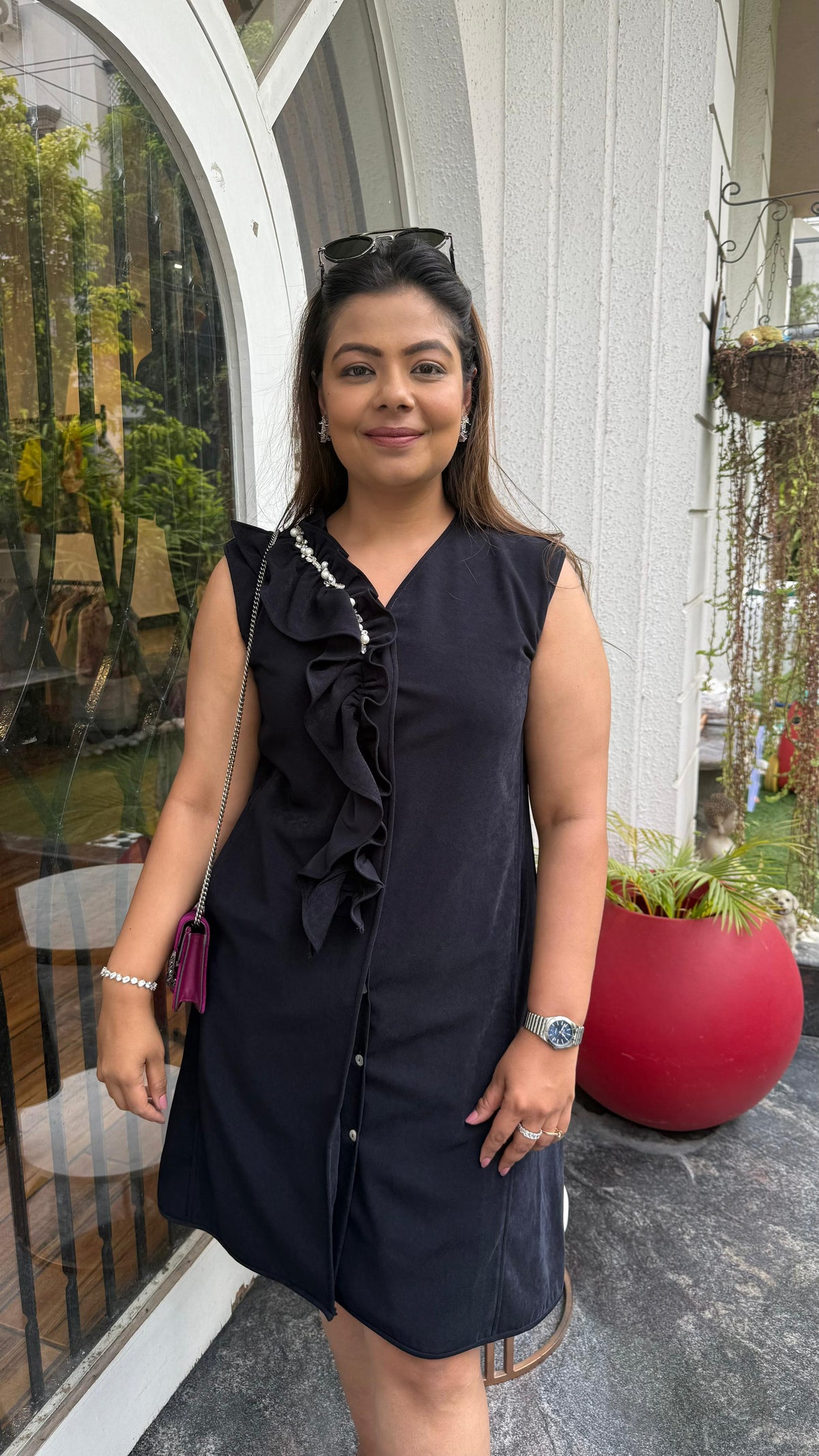 Dark Blue Frill Dress