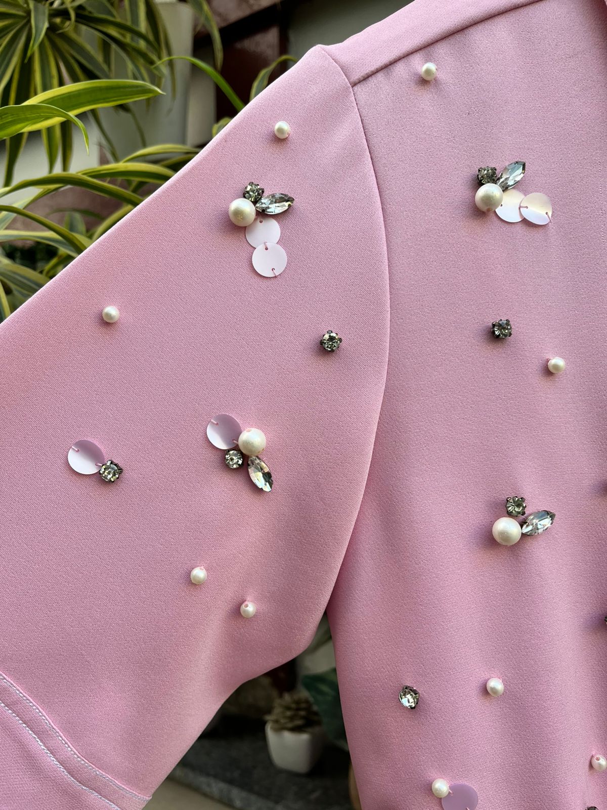 Pink Pearl And Sequins Coord Set