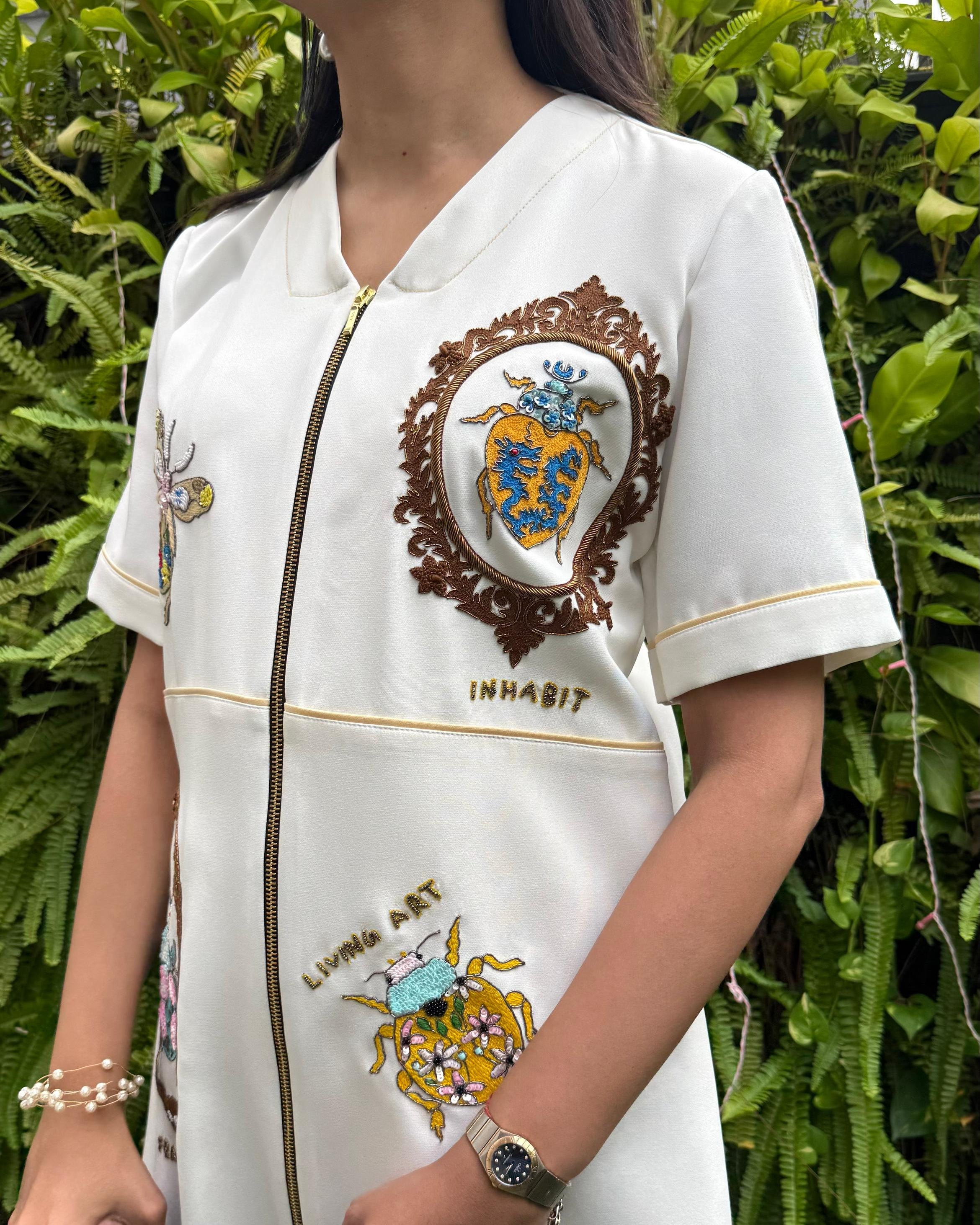 White Bugs In Frame Dress