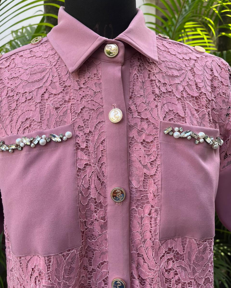 Pink Lace Crystal Dress