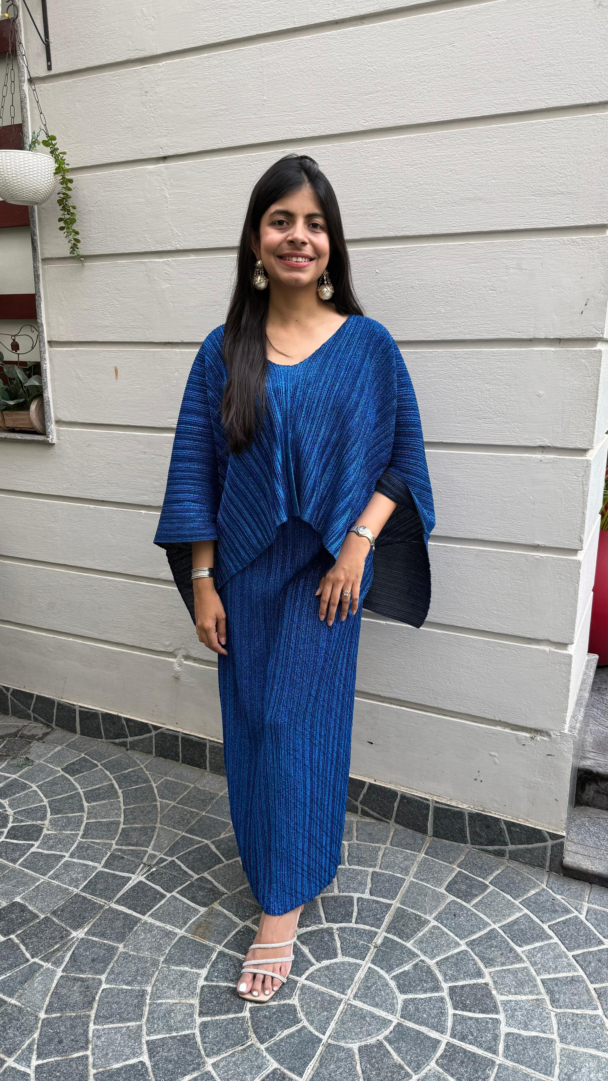 Electric Blue Pleated Dress