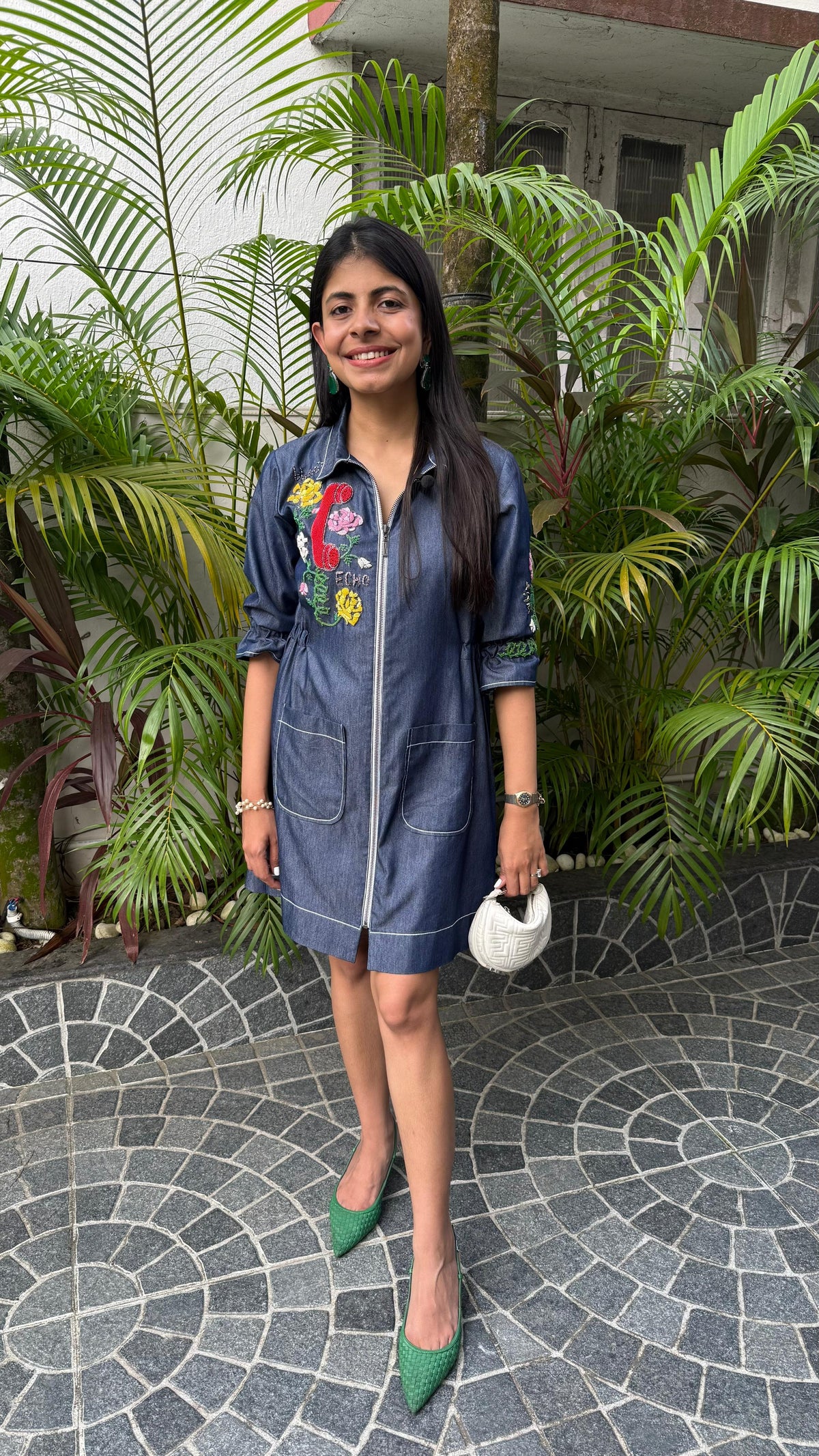 Denim Receiver And Roses Dress