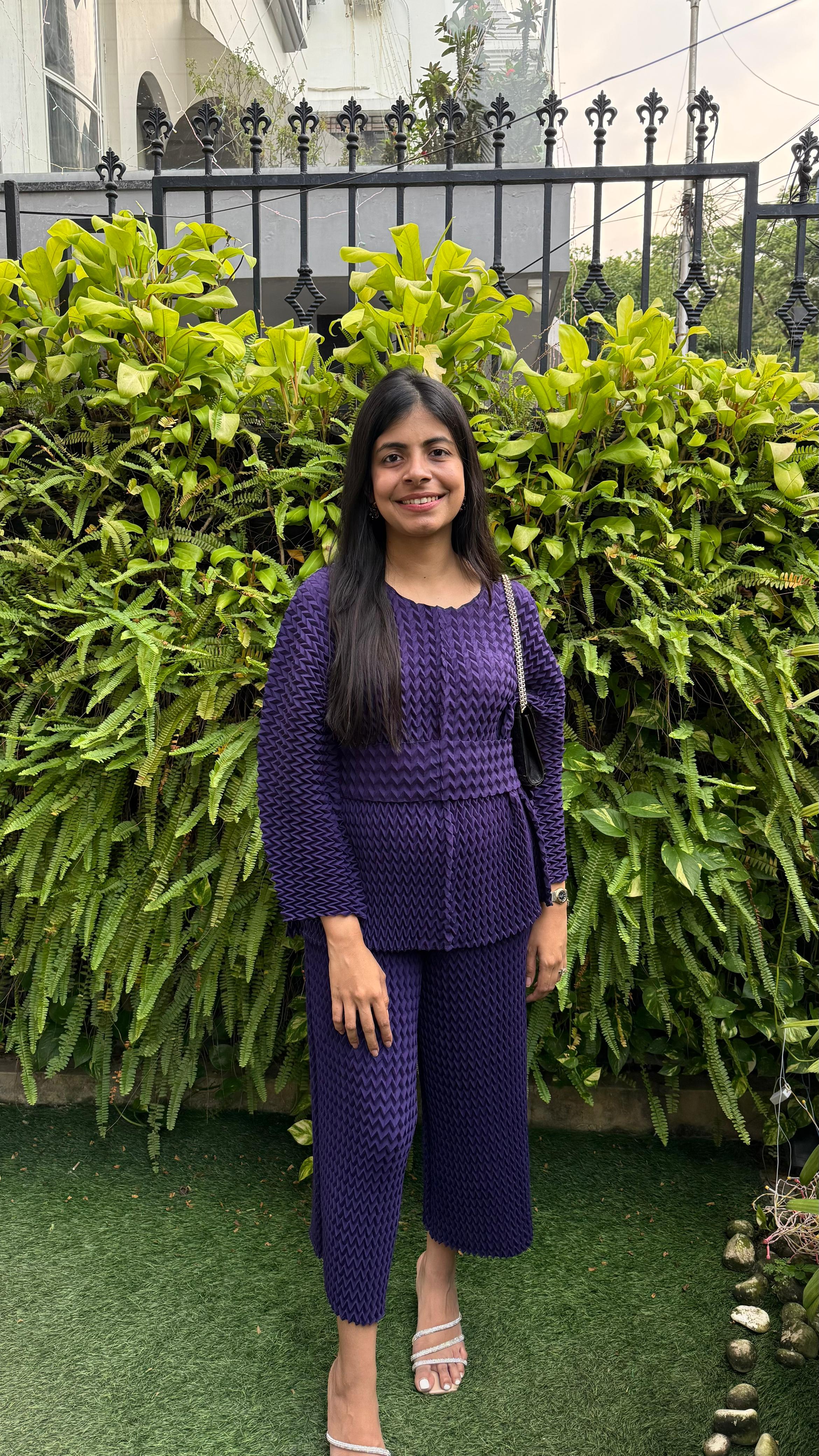 Purple Pleated Coord Set